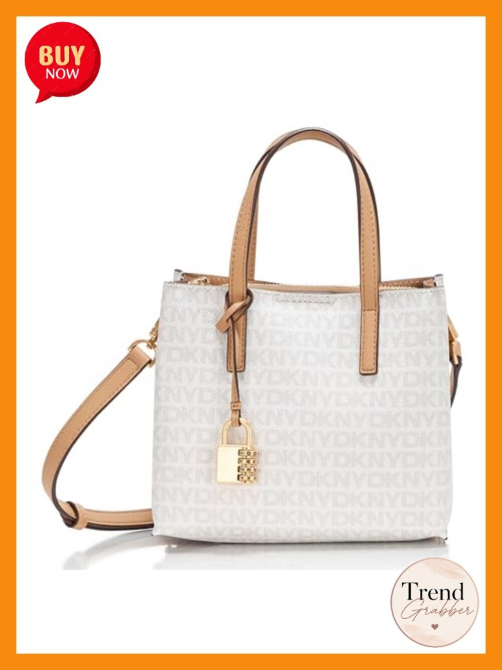 Faux Leather Structured Satchel Crossbody Handbag with Padlock Charm